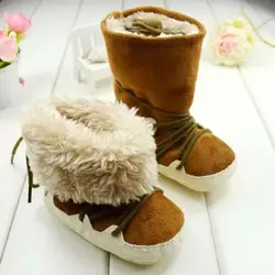 Супер качество 1 пара Мода хлопок-мягкие зимние противоскользящие зимние Сапоги и ботинки для девочек, обувь для малышей Детские/Детские