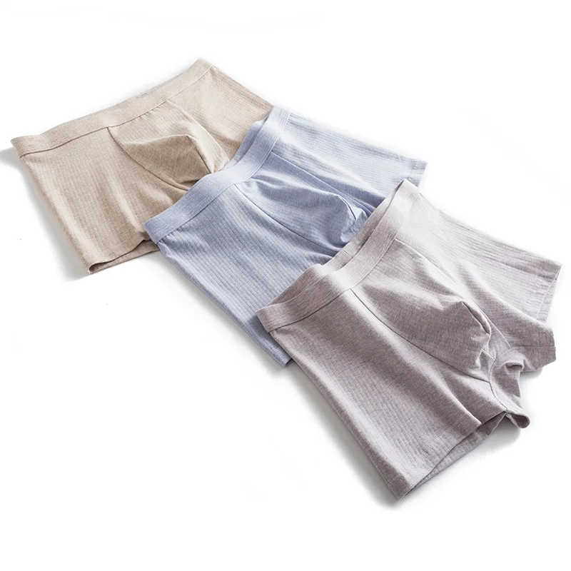 

Japanese fresh and unprinted simple men's underwear color cotton soft elastic loose comfortble boxer men male boxers 3339