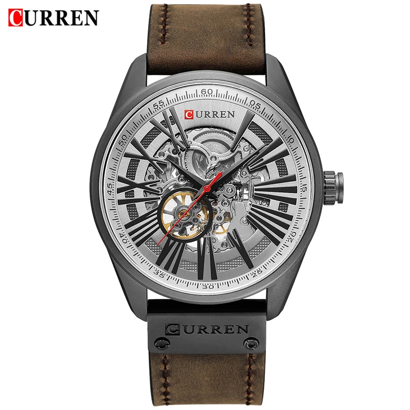 CURREN New Men's Fashion Mechanical Watch Men Waterproof Leather Band Wristwatches Male Automatic Self-Wind Clock Montre Homme - Image 2