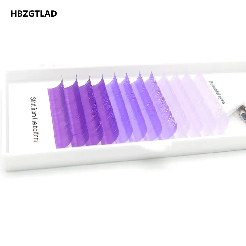 Накладные ресницы HBZGTLAD C/D 0 07/0 1 мм 8 15 3 фиолетовых цвета смешанные индивидуальные