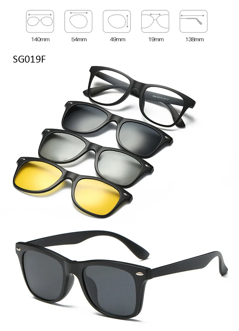 Поляризационные 3D очки ночного видения набор с 3 шт. магнитными зажимами TR мужские очки на застежке магнит повседневные оптические очки для близорукости - Цвет линз: 6