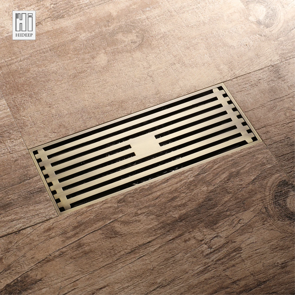 HIDEEP Euro Style Antique Brass Bathroom Linear Shower floor Drain