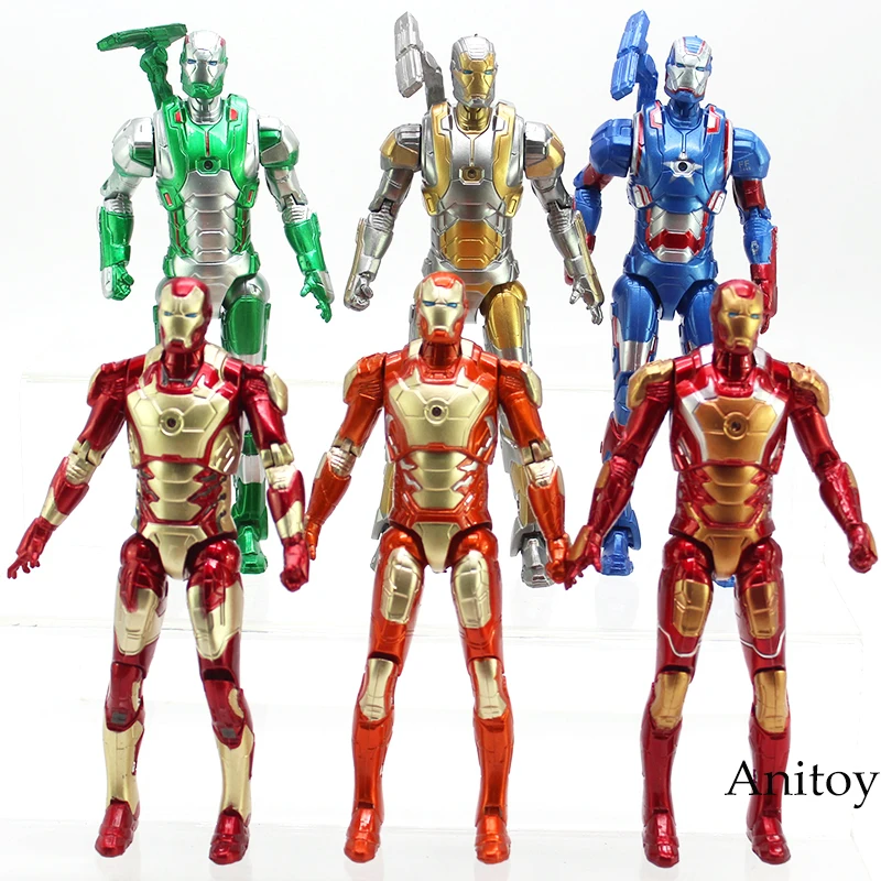 Iron Man Toys MK42 MK43 PVC Action Figures Collectible Toy 18cm 6pcs/set