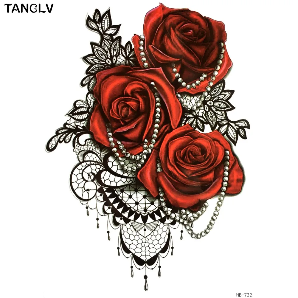 Body Art Long Colorful High Solution Body Art Red Rose Flowers Circle Design Temporary Fake Flash Tatoo Sticker Taty fake-body-tattoos : image Body Art Long Colorful High Solution Body Art Red Rose Flowers Circle Design Temporary Fake Flash Tatoo Sticker Taty fake-body-tattoos