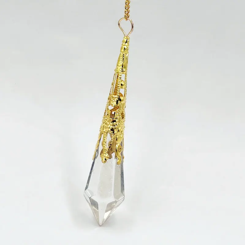 glass bell stone pendant female Reiki Pendulum Natural Stone Amulet Healing Crystal Pendant Meditation Hexagonal Pendulums for 5