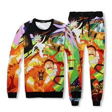 Комплект из 2 предметов, мужские и женские повседневные спортивные костюмы с 3D принтом, модные толстовки с капюшоном и принтом Rick And Morty+ штаны, спортивный костюм