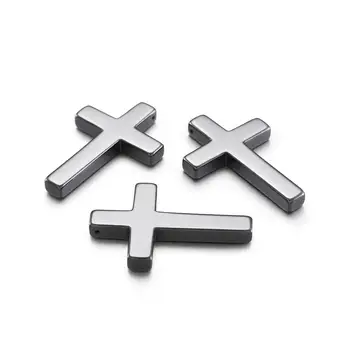 

20pcs Non-magnetic Synthetic Hematite Pendants Charms Cross Black 23x35x4mm For DIY Jewelry Finding Making Necklaces Supplies