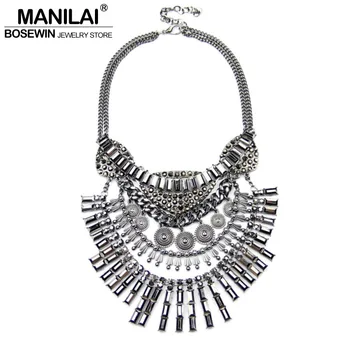 

Latest Women Exaggerated Pendants Necklace Fashion Gun Black Rhinestones Chokers Big Jewelry Statement Necklaces CE3522