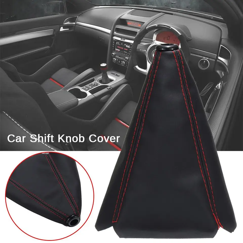 GEAR GAITER SHIFT BOOT BLACK ITALIAN LEATHER WITH YELLOW STITCH
