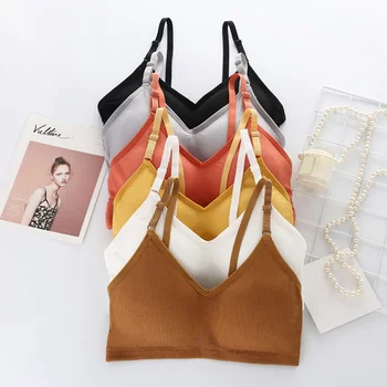 

Beauty Back Camisole Gathered Anti-light Wrap Solid Color Knitted Threaded
