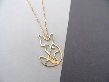 

Wholesale Unique Trendy Gold Silver Personalized Hollow Out Shy Fox Necklace High Quality Design Hunger Games Pendant Necklace