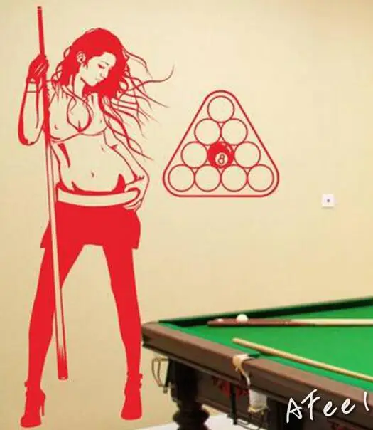 Бильярд наклейки на стену красота девушка комната витрину черный восемь клуб