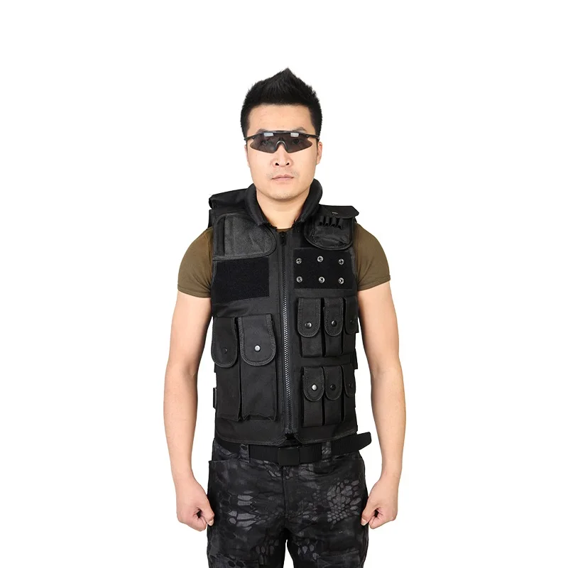 

Security tactical vest outdoor CS field equipment black protective training vest collar detachable clothing length 60 cm