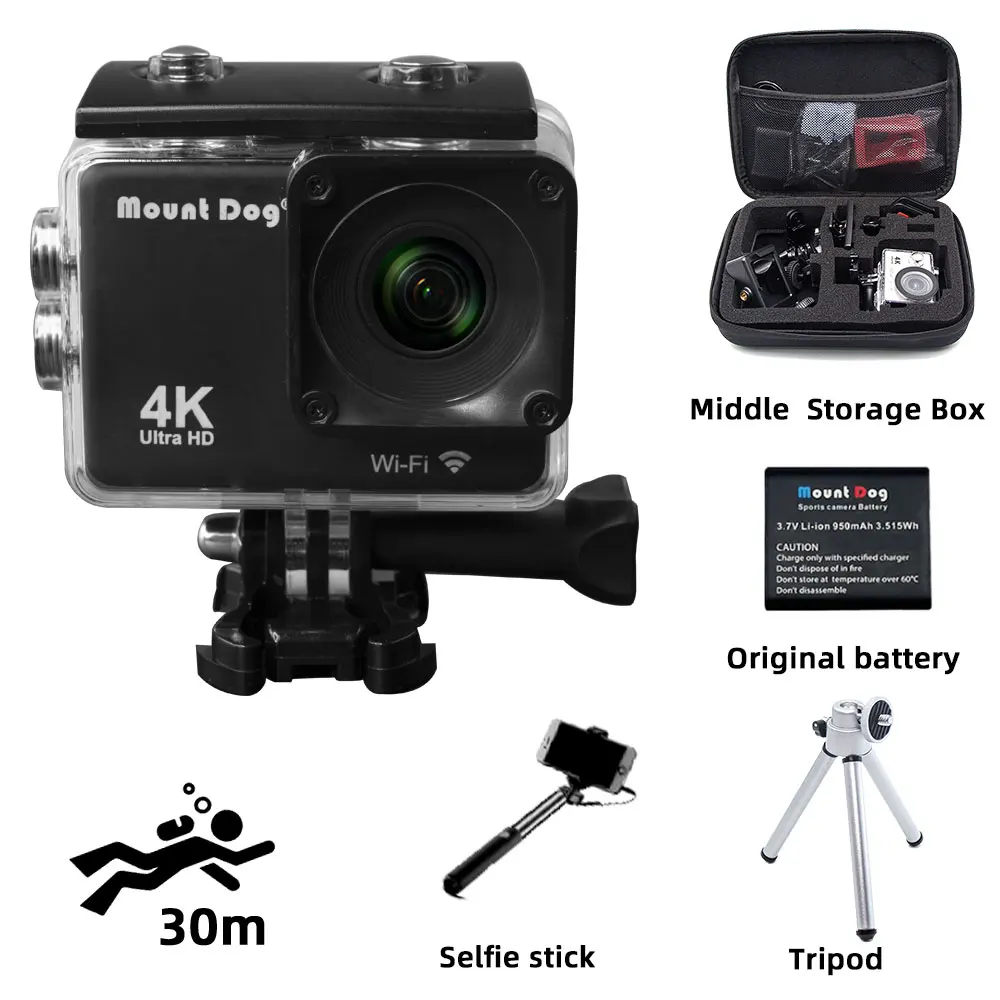 Экшн камера go pro селфи аксессуары Ultra HD 4K DVR DV водонепроницаемый и чехол WiFi Пульт