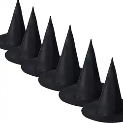 6 шт. взрослый женский черный Хэллоуин маскарад ведьмы шляпа для Хэллоуина костюм вечерние аксессуар партии кепки # VD7