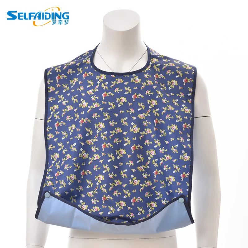 Small Roses Print Senior Adult Bib / Clothing Protector for Adults with
