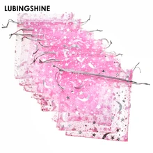 50 шт./компл. розовый Луна свадебная сумочка из органзы прозрачные подарочные мешочки на конфеты печенье рождественские сумки Дисплей мешки для упаковки ювелирных изделий