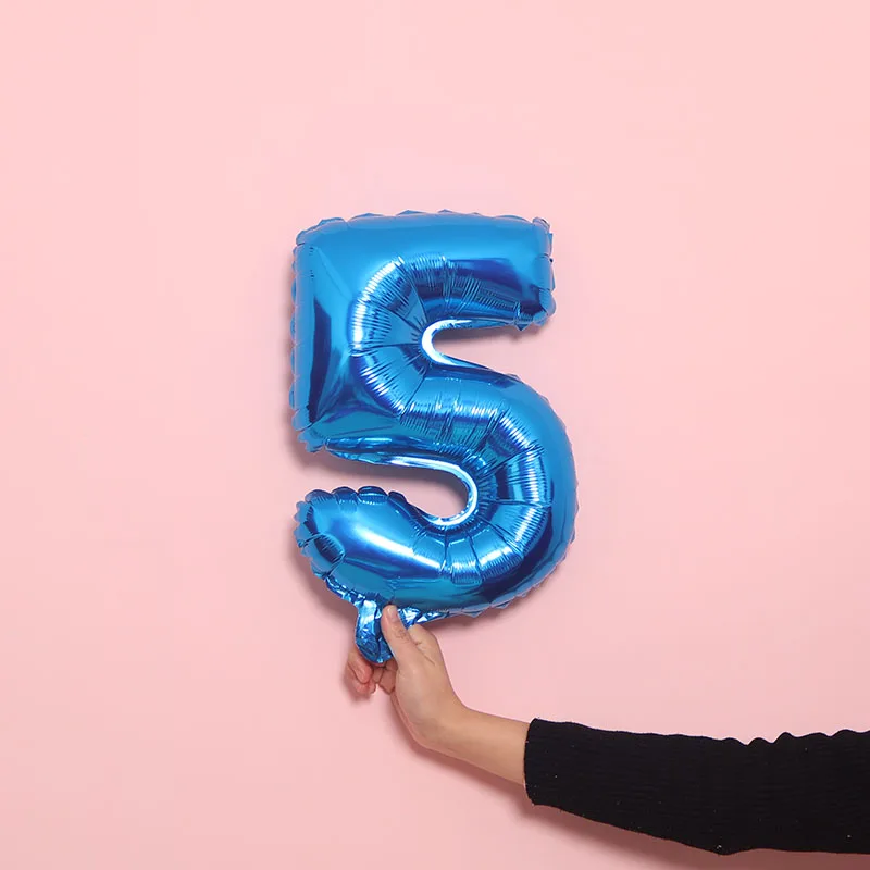 Starlzmu 10 шт. 16 дюймов розовый Количество воздушных шаров синий цифровой Фольга шар наряд для первого дня рождения рисунок воздуха воздушный шар для Бэйби Шауэр украшения - Цвет: 16inch Blue 5