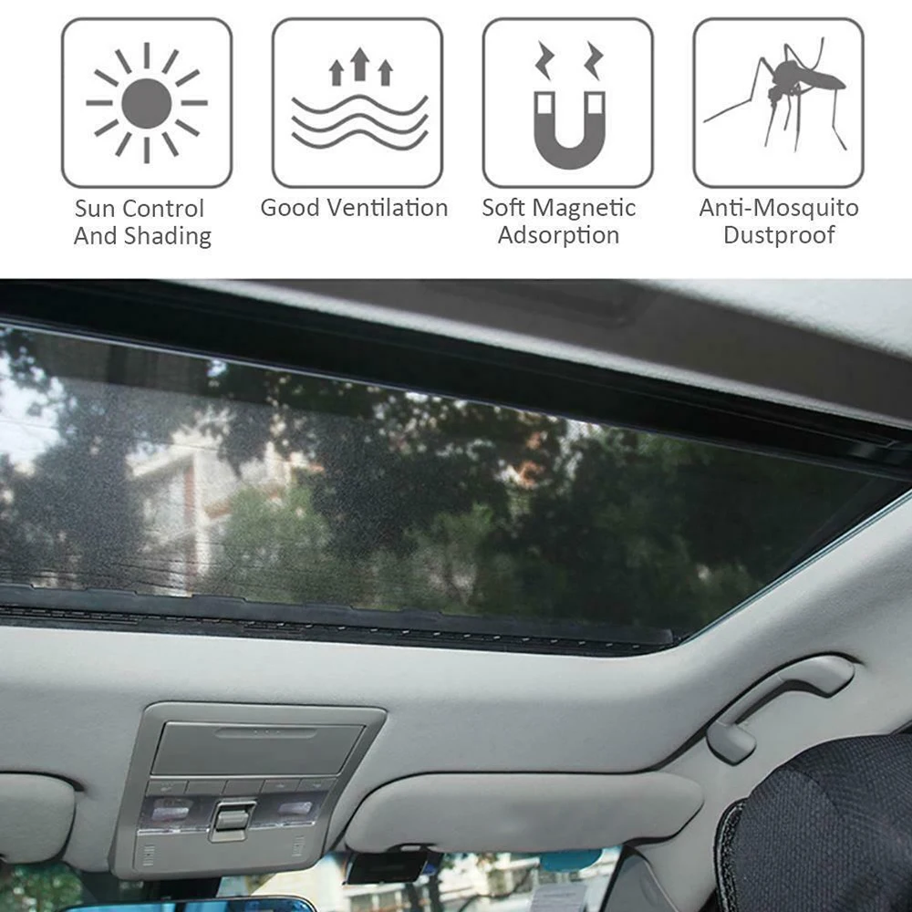 

Car Sunroof Sunscreen Anti-mosquito Magnetic Curtain 95*55cm Net For Car Summer UV Protection Breathable Self-driving Curtains