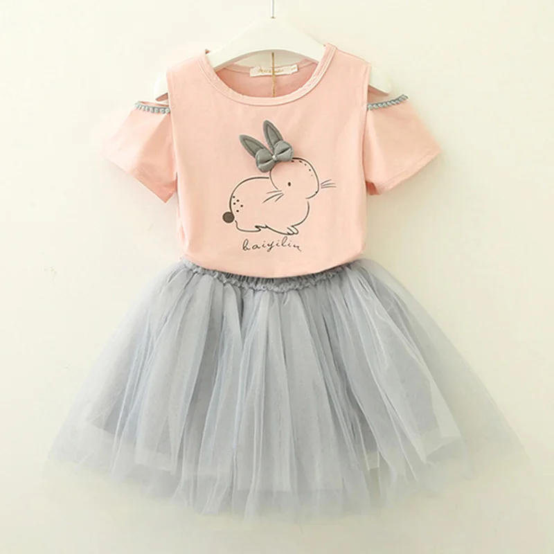 Children Clothing 2019 Summer Girls Clothes T-shirt+Skirt Kids Clothes Girl Tracksuit Sport Suit For Toddler Girls Clothing Sets