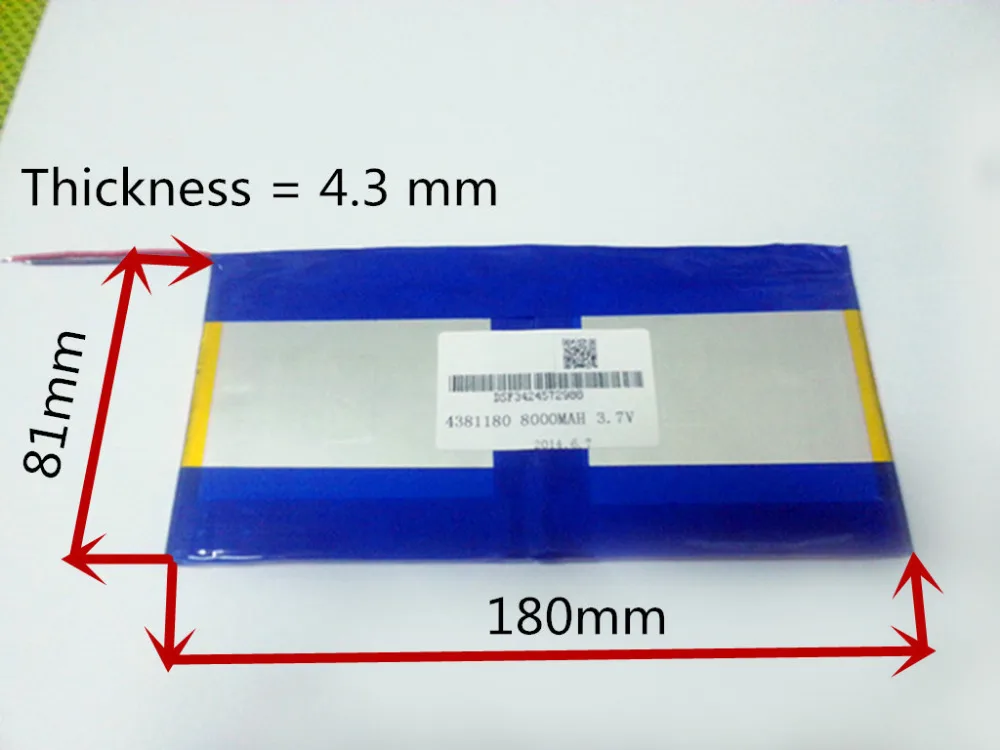  3.7V,8000mAH,[4381180] PLIB (polymer lithium ion battery) Li-ion battery for tablet pc,PIPO M9 pro 3g / max M9 quad core 