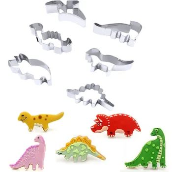

6pcs/set 3D Dinosaur Cookie Stainless Steel Cookie Decoration Mold Animal Shape Cookie Cutters Mold