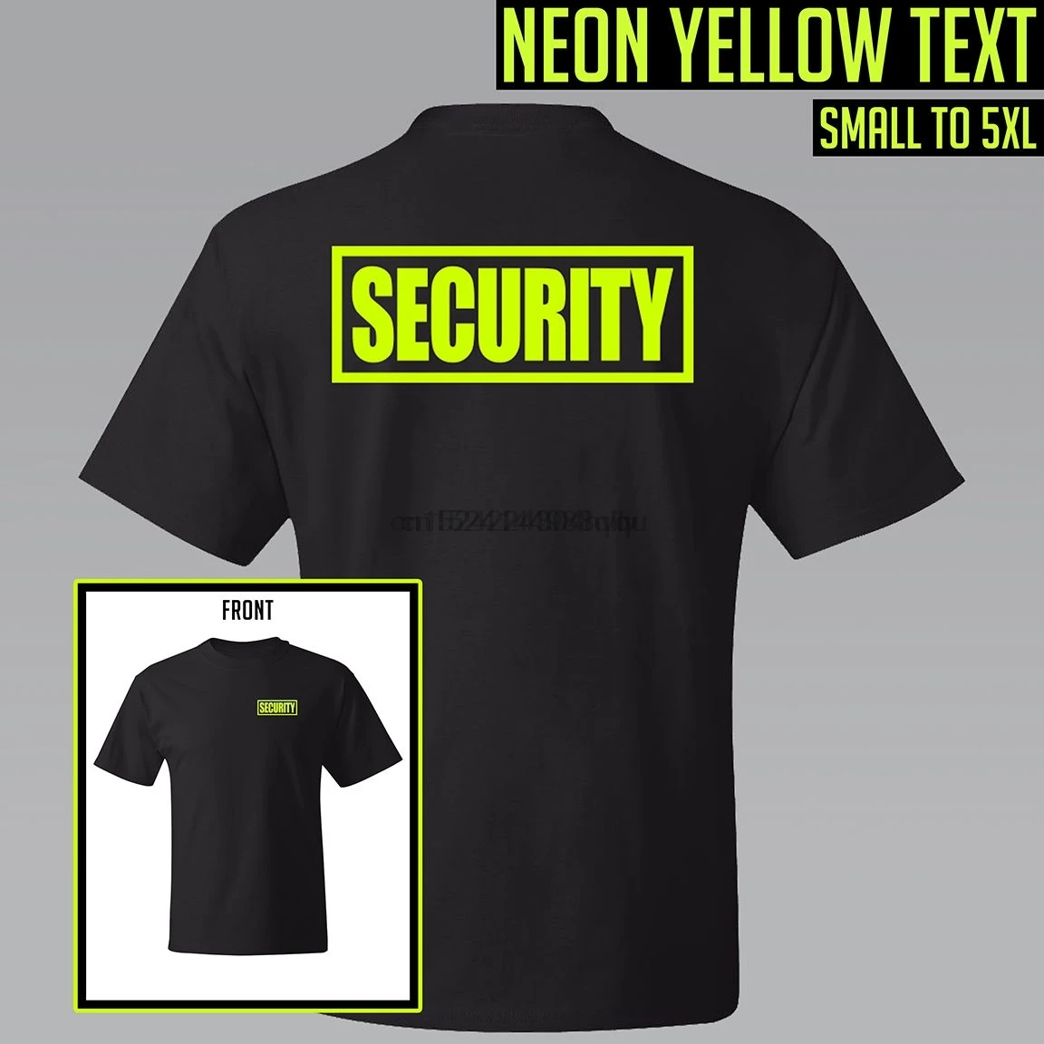 Security T Shirt Black Tee Neon Yellow Text Uniform Shirtsin TShirts