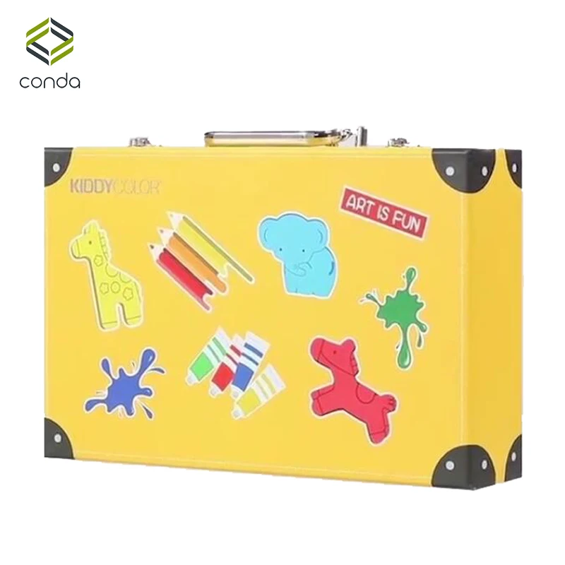 Conda 159pcs/set Deluxe Art Set for Kids in Colorful Paper Case Children Student Art Supplies Crayon Watercolor Oil Painting Set children s paintbrush sets painting supplies painting tools children crayon watercolor pen art stationery 110 pieces set