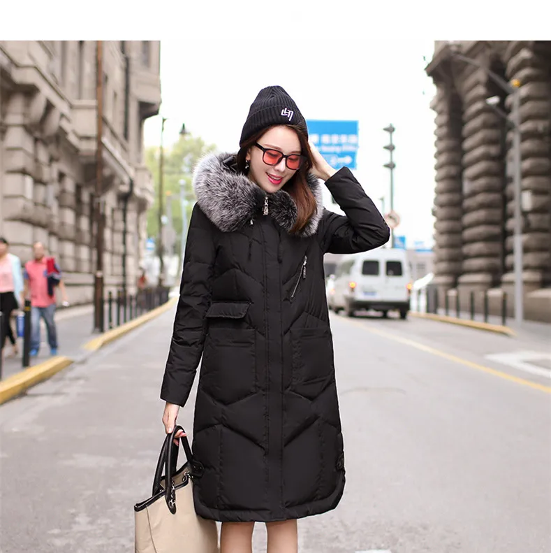 

2018 New winter In the long section Down jacket Large size Loose thin White duck down Women coat