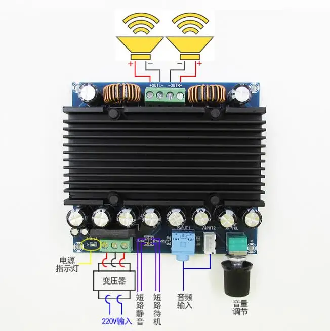 

XH-M251 super power digital power amplifier board TDA8954 core dual 210W+210W power supply 12-28V