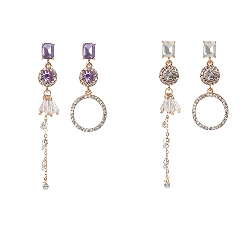 

1 Pair Fashion Classic Crystal Rhinestone Geometric Women Dangle Earrings Long Asymmetrical Drops Earrings Pendientes Mujer Aros