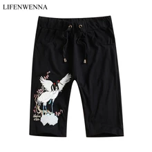 Новые летние мужские шорты, новая мода, китайский стиль, шорты с вышивкой, мужские шорты с эластичной резинкой на талии, приталенные повседневные мужские шорты M-5XL