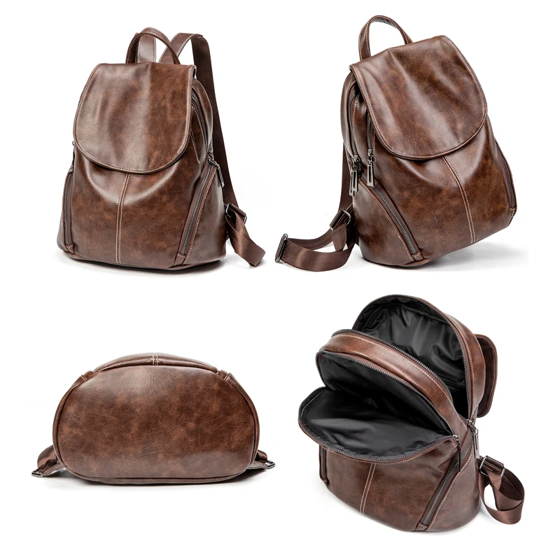ZROM Women Waterproof Backpack High Quality Leather Backpacks for Teenage Girls Female School Fashion Shoulder Bag Backpacks