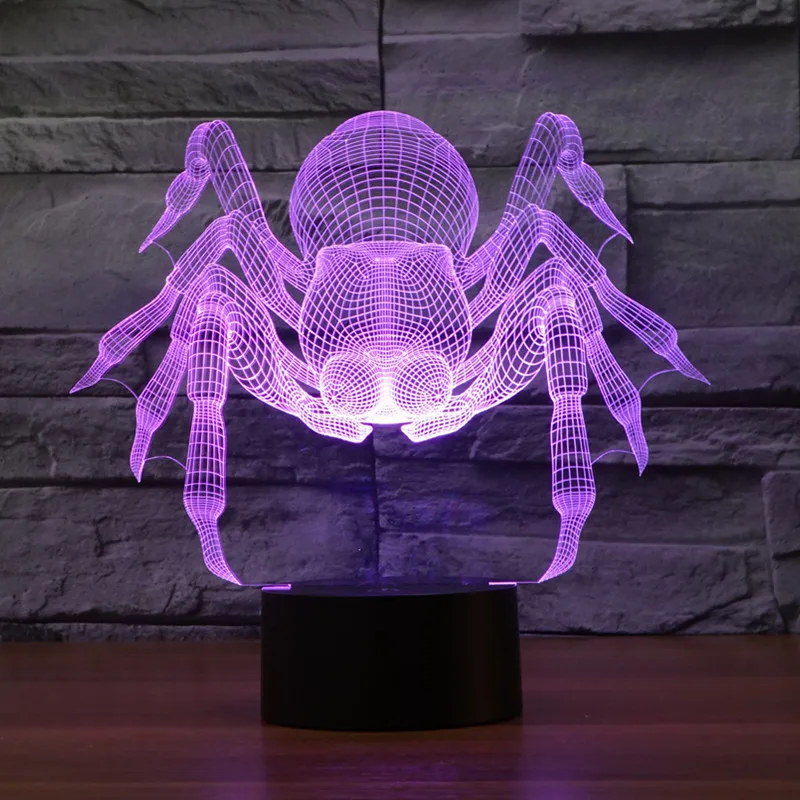 Мультфильм монстр паук 3D лампа Декор креативный ночник 7 цветов Chaning cool лампа Атмосфера свет как украшение дома