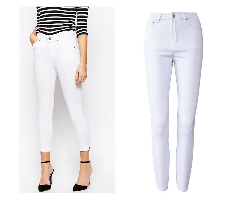 Office Lady High Waist White Jeans Women Top Quality Cotton Slim Elasticity Skinny Denim Leisure Simple Push Up Pantalon Femme cargo pants