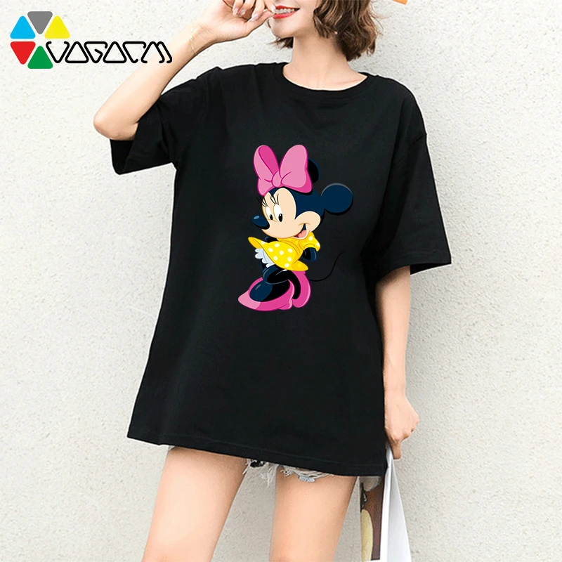 

Mickey Mouse Plus Size Women Summer T-shirts Harajuku Loose Short Sleeve T Shirt Female Cute Party Club Cartoon Tee
