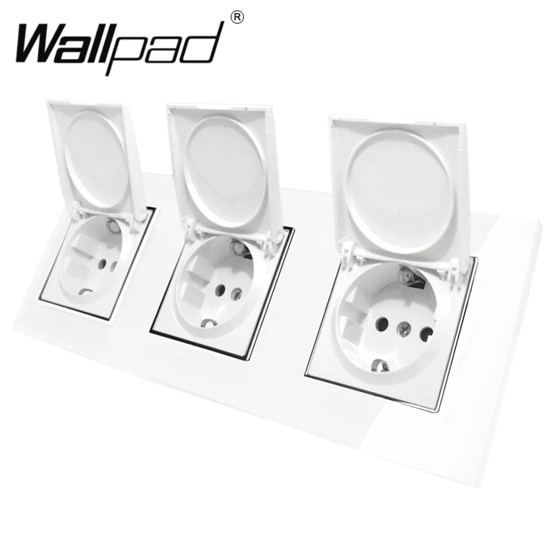 Tampão de Poeira Plugue da ue Tomada de Parede com Tampa Soquete Wallpad Luxo Cristal Vidro Tomada Triplo Quadro 16a Garras Montagem ue Tem ce