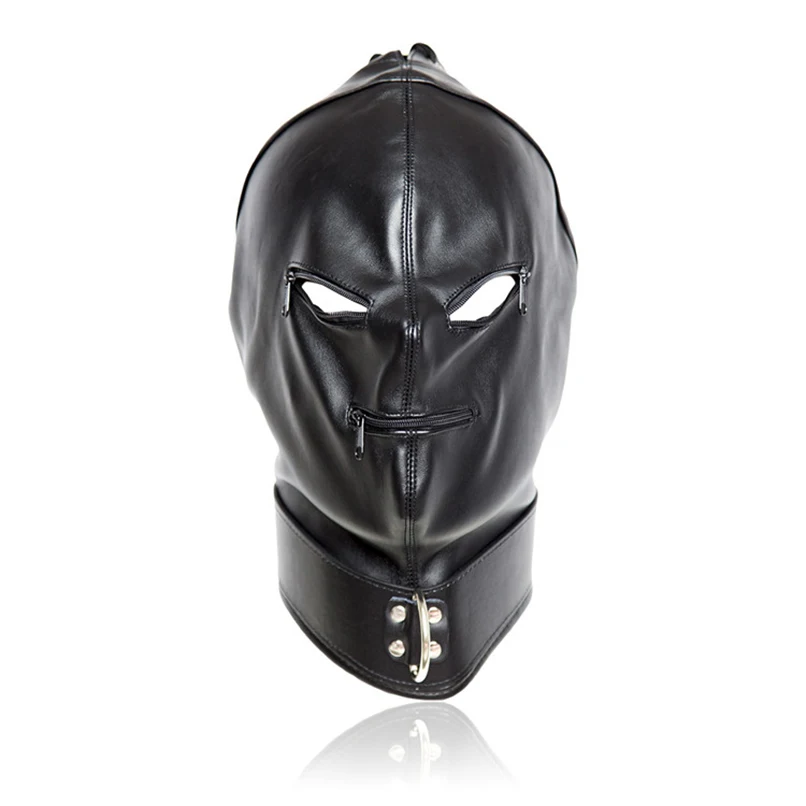 Hood Bondage Restraint Zipper Open Mouth Eye Devil Mask Sex Mask Fetish 