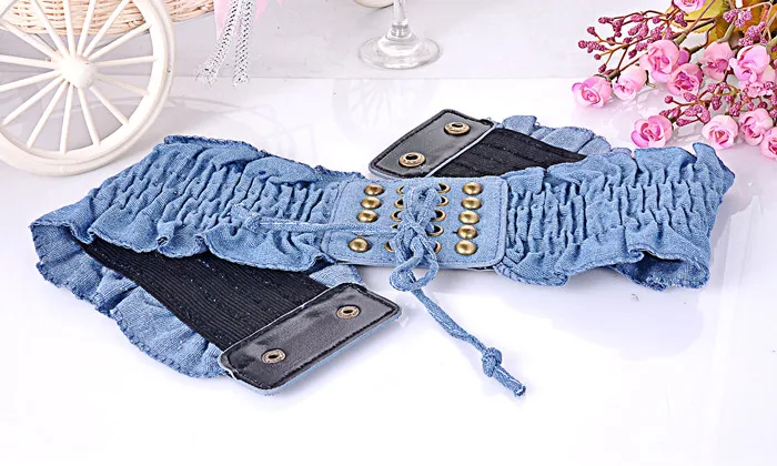 Популярный женский популярный винтажный Панк Джинсовый пояс с заклепками бант эластичный бандаж широкий Тренч широкий матерчатый пояс со шнуровкой для женщин