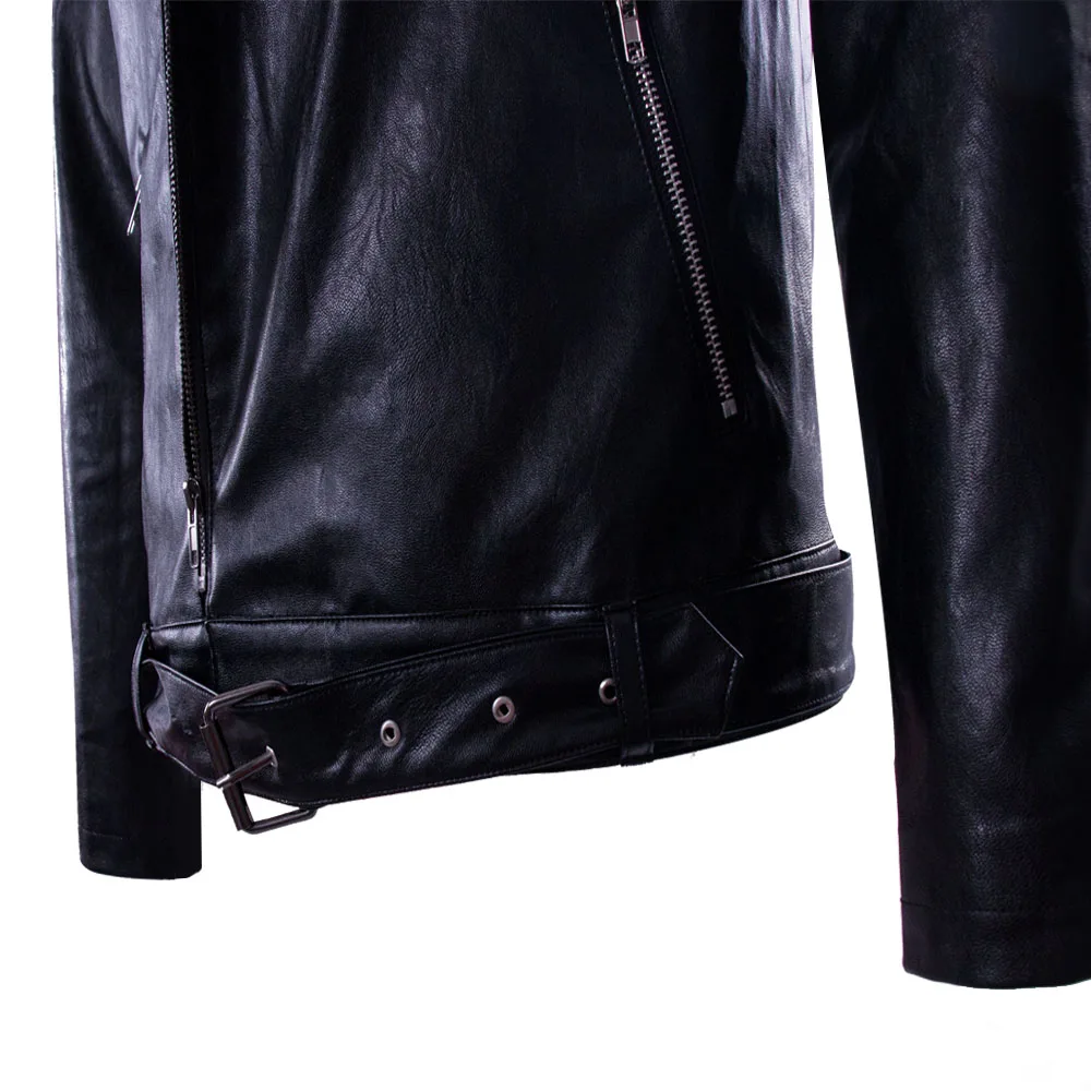 The Walking Dead Negan Men's Motorcycle Leather Jacket PU Leather Jacket Cosplay Black Fresh Top Coat Halloween Party Prop (8)