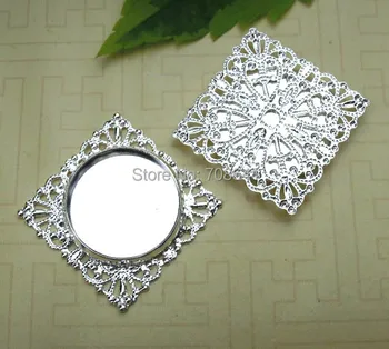 

Blank Square Filigree Flower Round Smooth Bezel Trays Pad Bases Settings Resin Cabochons DIY Findings Multi-color Plated