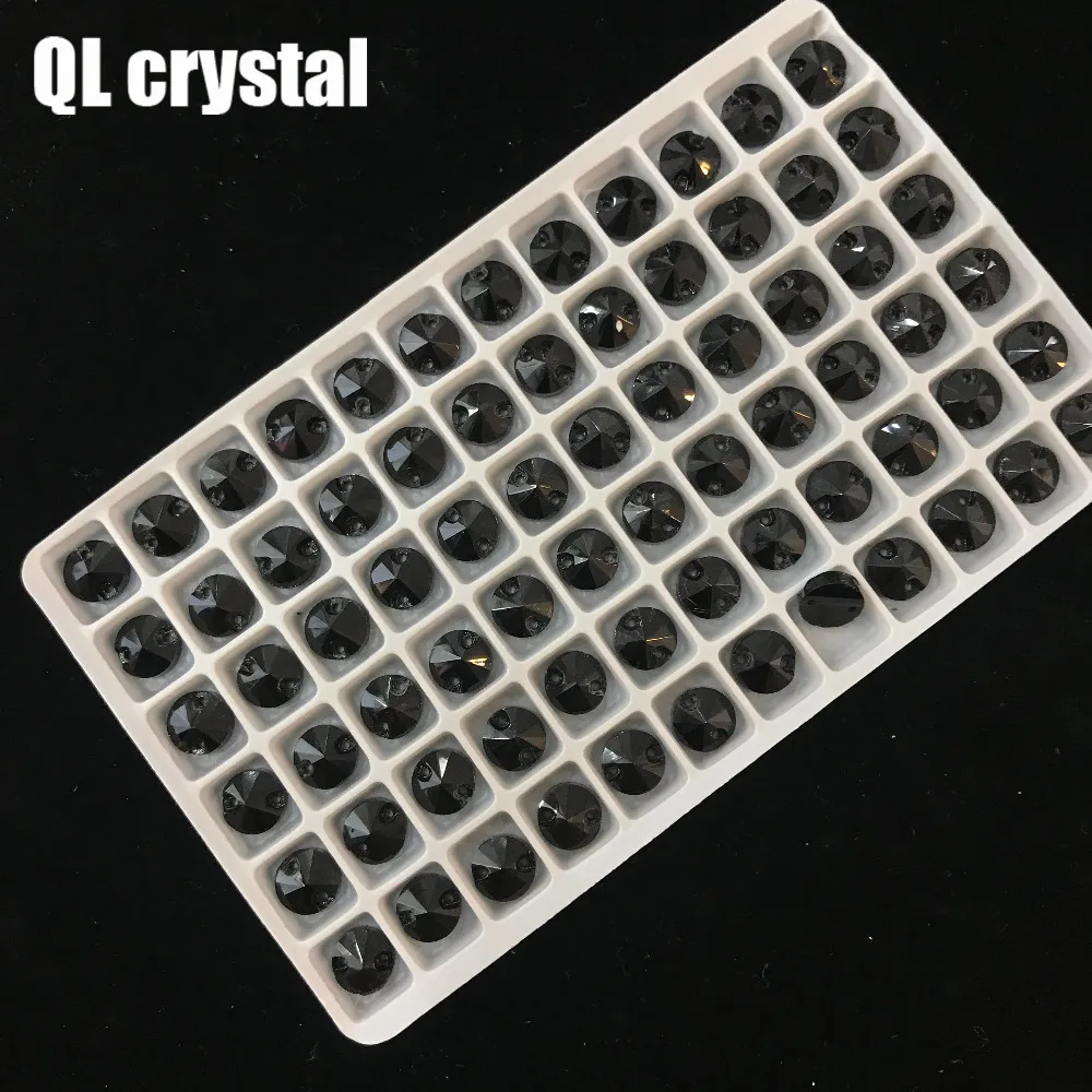 QL хрусталя пришить Стразы черный плоские круглые кристаллы Камни для одежды
