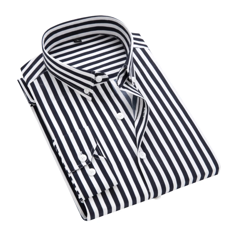 

New personality vertical stripes men's long-sleeved shirt, large size fashion Slim business youth casual shirt bottoming shirt