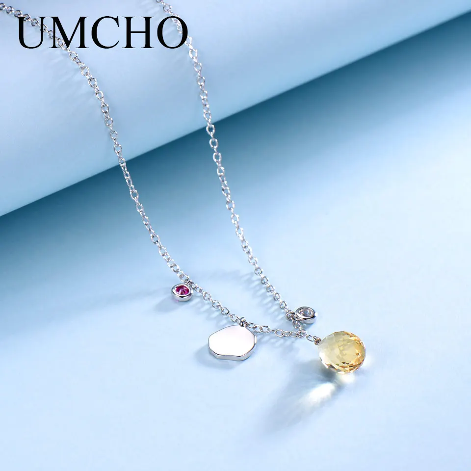 Женские ожерелья и подвески UMCHO из серебра 925 пробы с натуральным цитрином