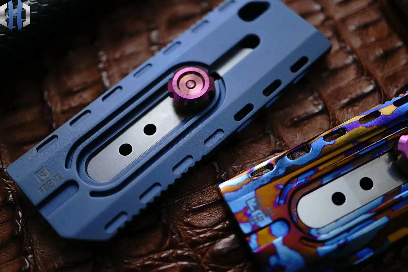 Titanium Alloy Wall Paper Cutter Titanium Material Baked Blue Color EDC Utility Knife Precision CNC Production