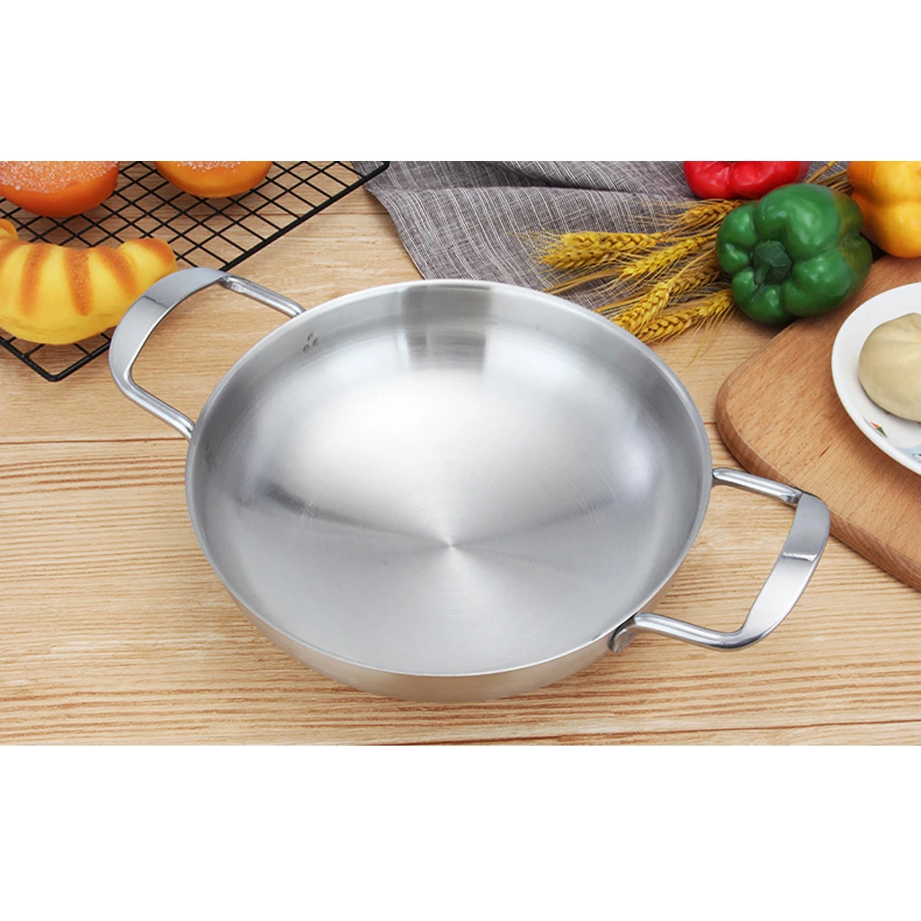 Stainless Steel Paella Pan Gratin Pan Soup Stock Pot Cookware 18cm 20cm 22cm