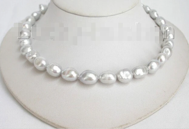 

shipping nature 15mm baroque Gray pearls necklace magnet clasp