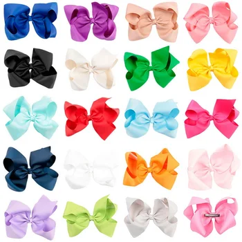 

DHL 500Pcs 6 Inch Girls Big Solid Ribbon Hair Bow Clips With Large Hairpins Boutique Hairclips