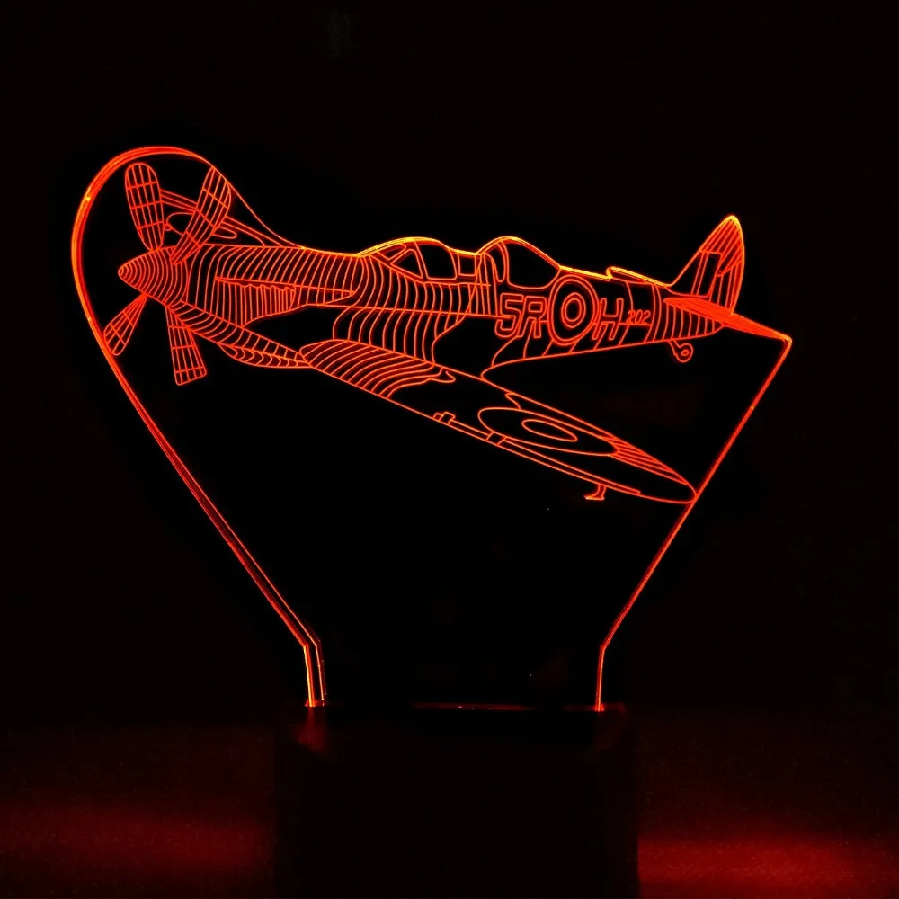

Led Home Bedroom Bedside Gifts 7 Color Changing Fighter Nightlight 3D Aircraft Modelling Desk Lamp Cool Boy Sleep Lighting Decor