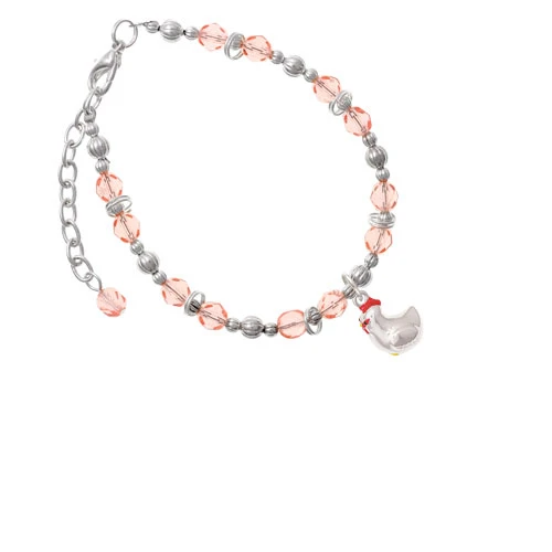 Chicken 3-D Pink Beaded Bracelet